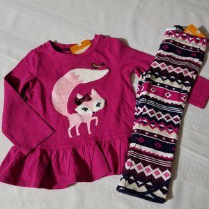 Gymboree Plum Pony 18-24 Months leggings & long sleeve shirt NWT Fox